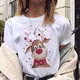 thumbnail image 2 of Camiseta de Reno de Navidad para mujer, ropa de talla grande, Camisetas estampadas blancas 2021, 2 of 5