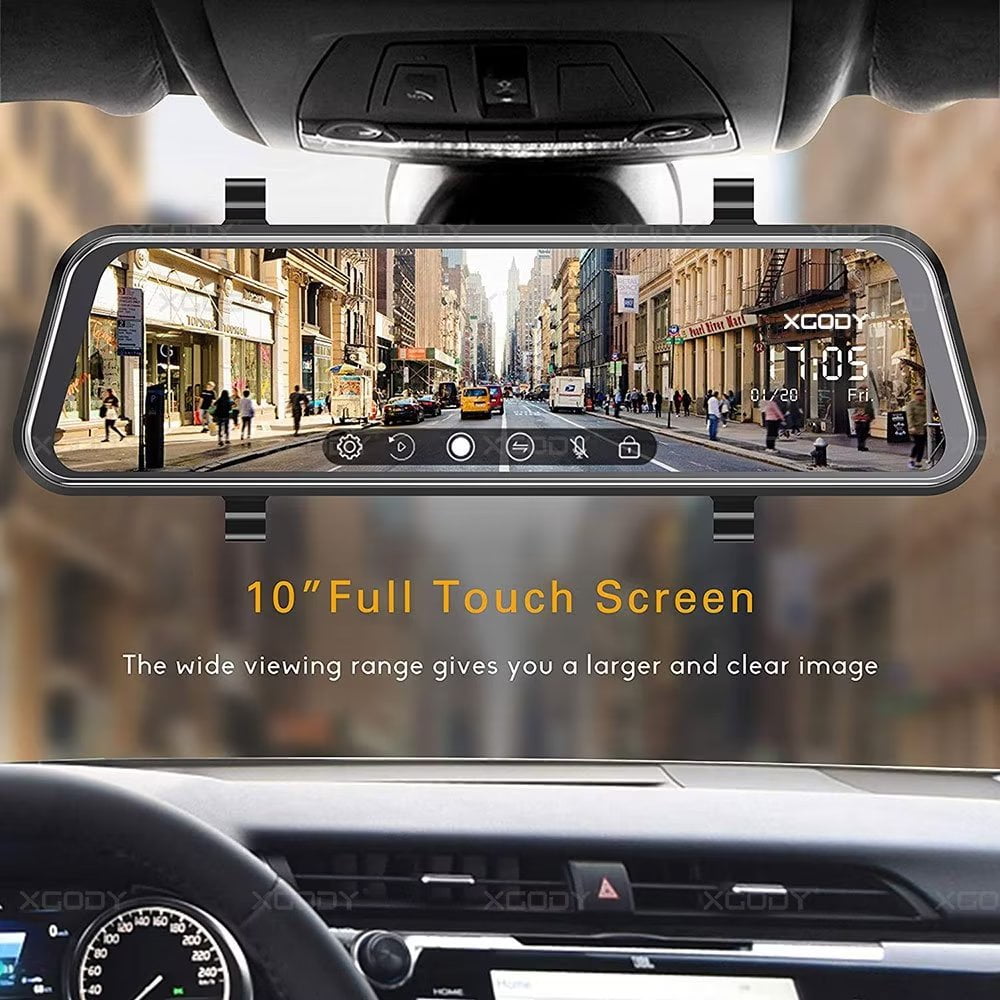 Buy XGODY 10 Screen Mirror Dash Camera for Car Dash Cam Front and Rear SUV Van Driving Recorder