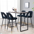 thumbnail image 6 of Velvet Fabric Bar Stools, 29.5" Bar Stool with Back, Metal Legs, Footrest, Kitchen Bar Chair for Home Island Breakfast, Bar Stools with Nailheads and Gold Tipped Black (Set of 8), 6 of 8