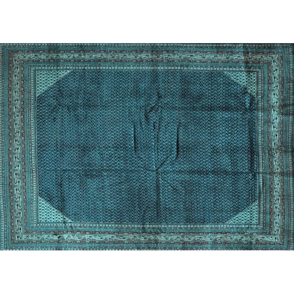 Ahgly Company Indoor Rectangle Persian Light Blue Traditional Area Rugs, 4' x 6'
