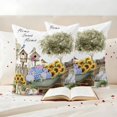 thumbnail image 3 of Spring Flowers Outdoor Waterproof Pillow Covers, Farmhouse Garden Hydrangea Sunflowers Bunny Decorative Square Throw Pillowcase Sofa Cushion Sham for Patio/Couch/Chair, 20"x20" 2 Pack, 3 of 8