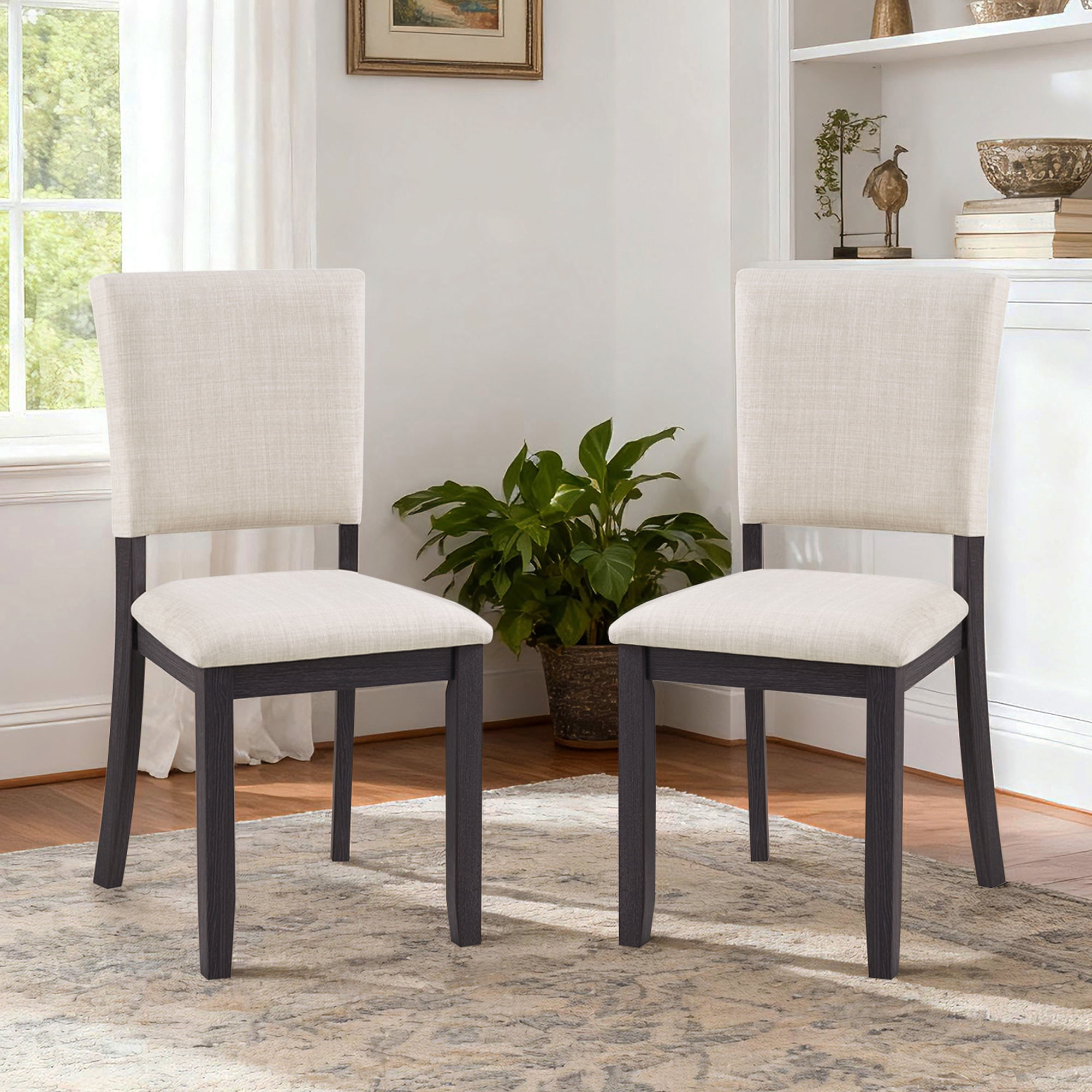 Jopath Set of 4 Wooden Dining Chairs, Kitchen Chair with Padded Seat, Upholstered Side Chair for Dining Room Living Room Kitchen Beige