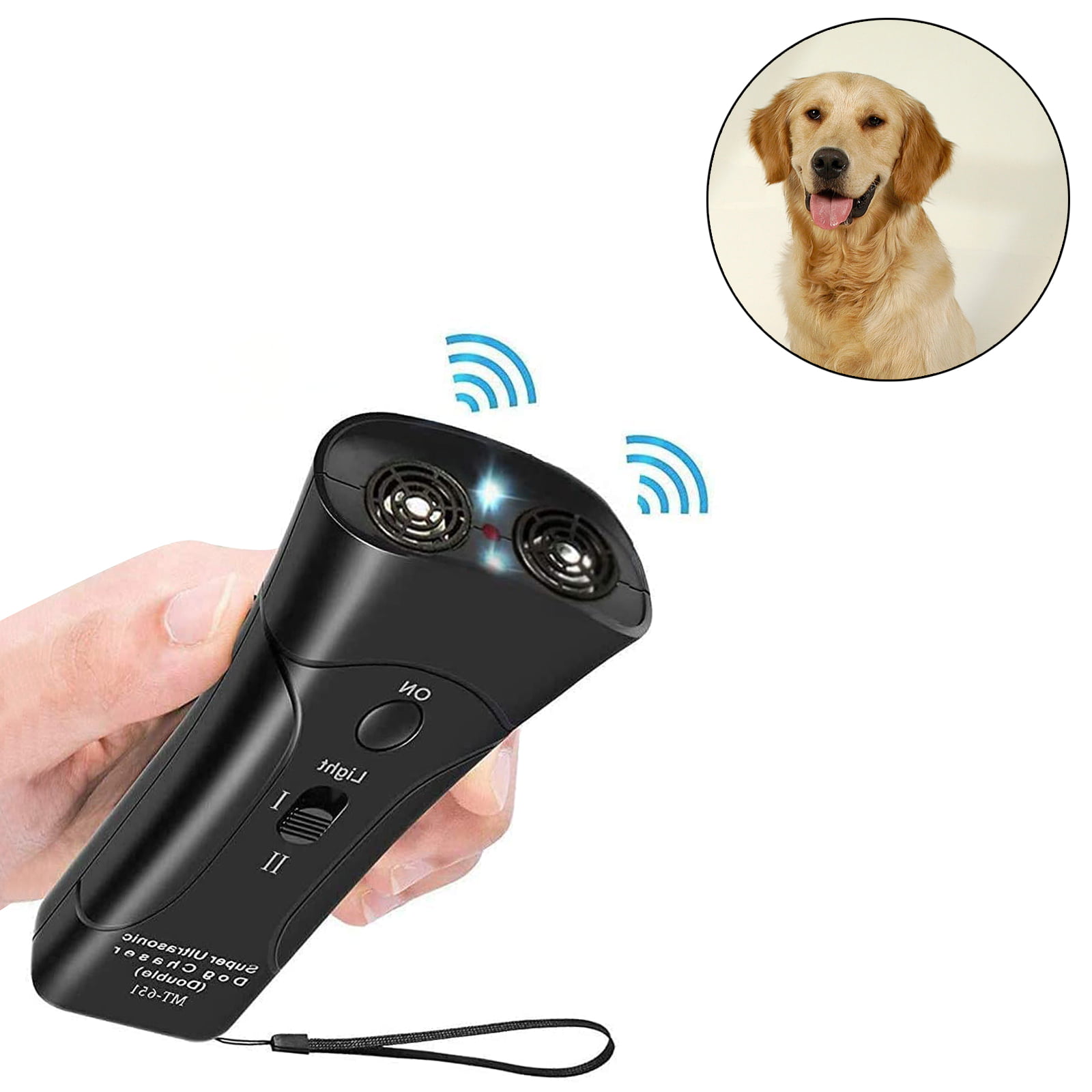 Ultrasonic Dog Barking Control Devices Pet Gentle Trainer & Clicker Anti Barking Muzzle for Barking 3 Modes LED Flash Handheld Dog Repellent 