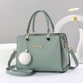 thumbnail image 3 of Plush Ball Decor Satchel Bag, Stylish Solid Color Hand Bag, Women's Office & Work Shoulder Purse, 3 of 4