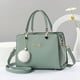 thumbnail image 3 of Plush Ball Decor Satchel Bag, Stylish Solid Color Hand Bag, Women's Office & Work Shoulder Purse, 3 of 4