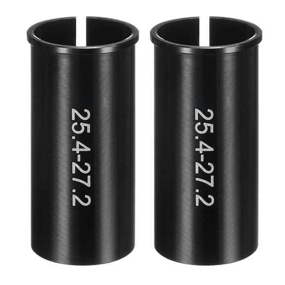 2pcs Uxcell Alloy Bike Seat Post Reducer Shim 25.4mm to 27.2mm 60mm Length Aluminum Bicycle Reducing Sleeve Conversion Seat Post Tube Adapter for Mountain Bike Road Bike City Bike