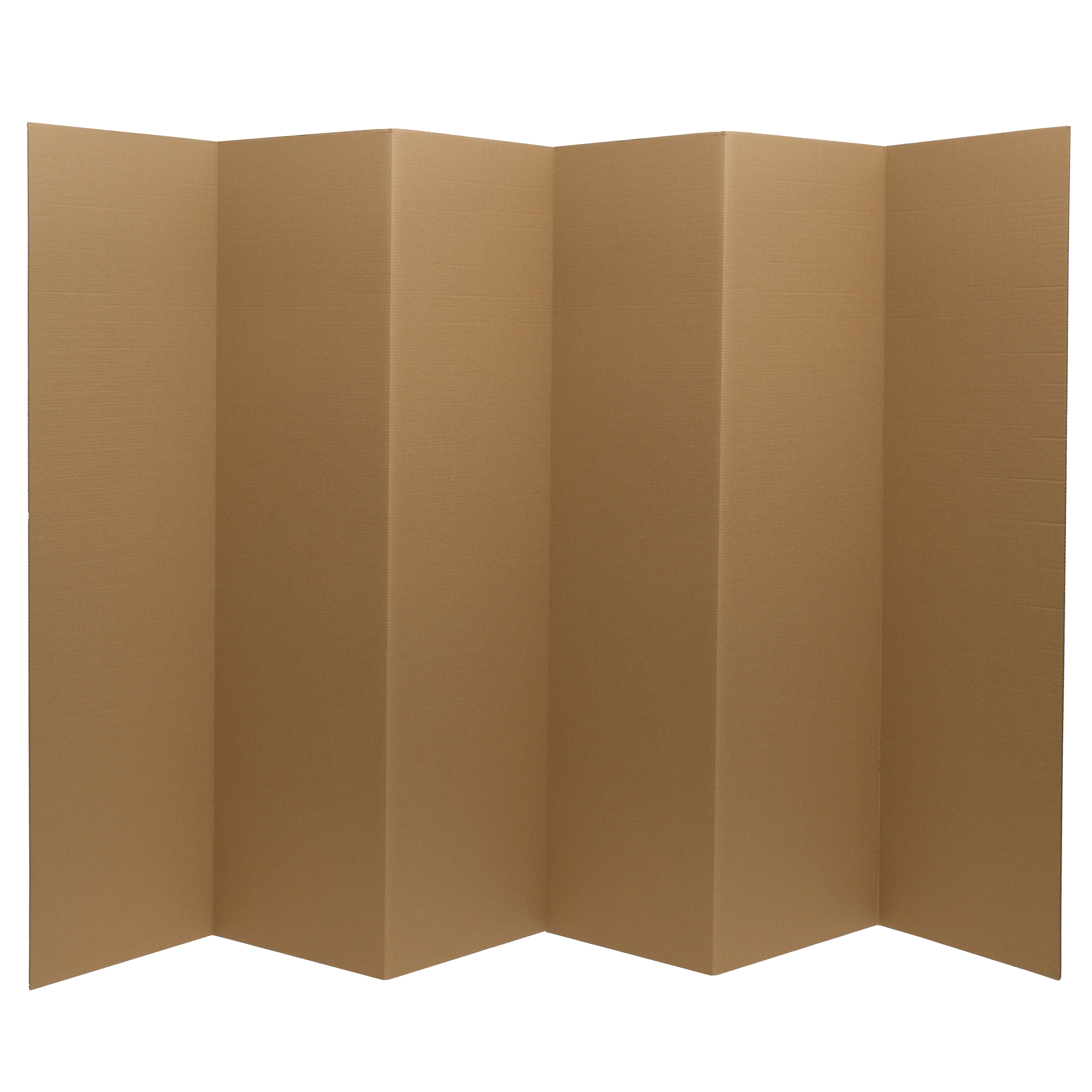 6 ft. Tall Plain Brown Cardboard Privacy Screen Room Divider 6 Panel
