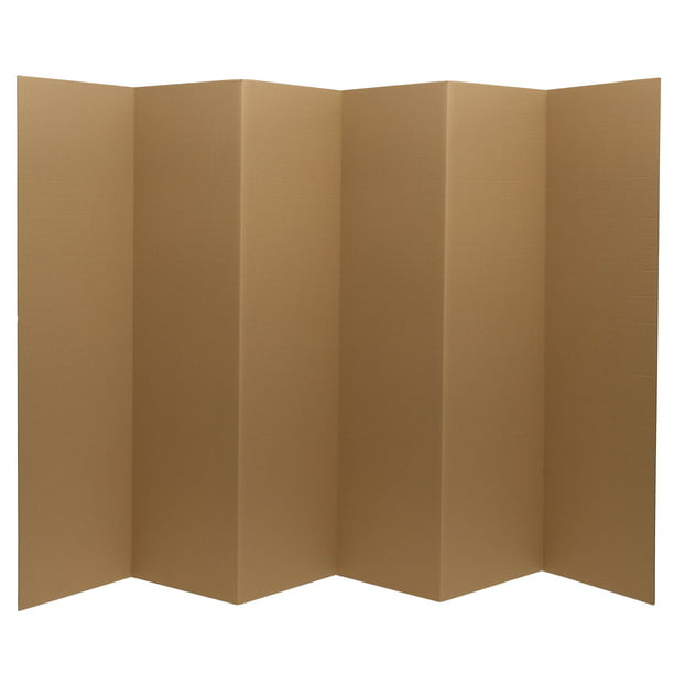 6 ft. Tall Plain Brown Cardboard Privacy Screen Room Divider - 6 Panel ...