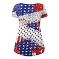 thumbnail image 4 of Ecqkame American Flag Shirt Tops Womens 4th of July T-Shirts Women's Independence Day Patriotic V-neck Button-down Meat Covered Short Sleeve Tops Red M, 4 of 5