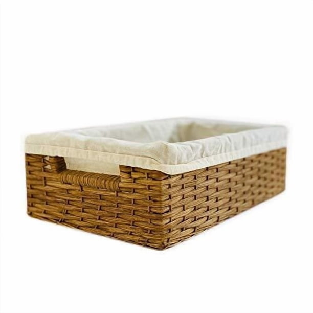 Genérico Canasta Artesanal de Mimbre con Ratán Organizador Rectangular with Rattan Basket Organizer S
