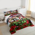 thumbnail image 3 of Feelyou Christmas Cart Kitten Full Size Comforter Sets, Winter Poinsettia Floral Bedding Comforter Set, Kawaii Animal Reversible Bedding Sets, Luxury Bedroom Decor, 3 Pieces, 3 of 8