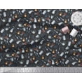 thumbnail image 2 of Soimoi Black Japan Crepe Satin Fabric Garden Tool Hardware Print Fabric by Yard 44 Inch Wide, 2 of 3