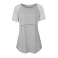 thumbnail image 4 of Women Maternity Short Sleeve Nursing Patchwork Color Tops Breastfeeding Blouse, 4 of 4