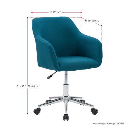 UPC: 0776069969274 | CorLiving Marlowe Upholstered Chrome Base Task Chair Blue