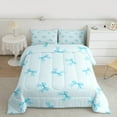 thumbnail image 2 of Manfei Princess Bow Knot Queen Comforter Set 3 Pieces, Cute Bowtie Bedding Sets for Girls, Blue Bow Ribbon Bedding Comforter Set, Microfiber Bedroom Decor, 2 of 8