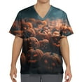 thumbnail image 4 of MLQIDK Halloween Scrubs for Men Short Sleeve Pumpkin Ghost Bat Printed Nurse Uniforms V-Neck Funny Scrub Shirts Big and Tall Fun Workwear Ginger M, 4 of 4