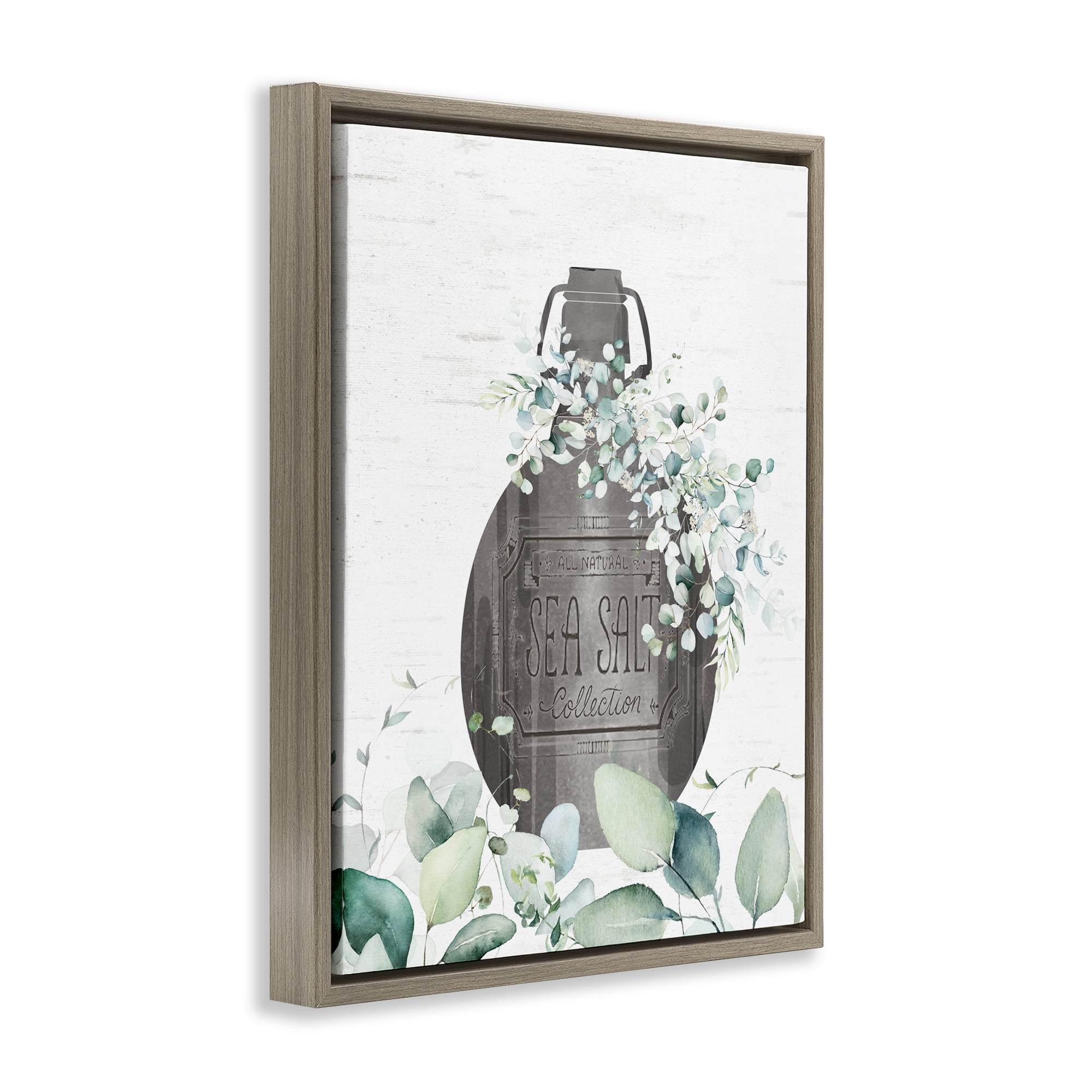 Sea Salt Collection Bottle Brown Framed Floater Canvas Wall Art, design by Lettered and Lined