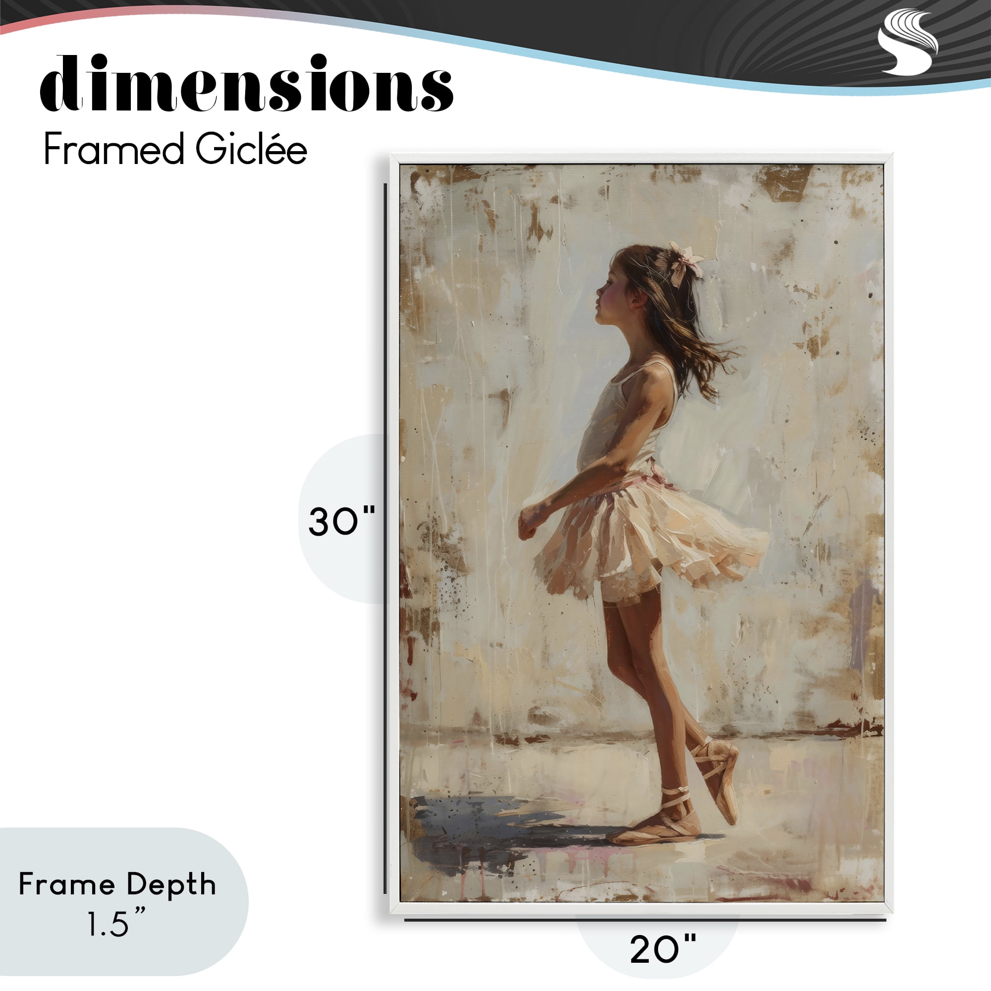 Stupell Industries Ballerina in Soft Light White Framed Giclee Art, design by Creative Studio
