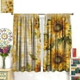 thumbnail image 2 of Sunflower Blackout Curtains Vintage Rustic Farmhouse Yellow Floral Sunflower Botanical Bedroom Living Room Bathroom Rod Pocket Decoration Window Drapes 2 Panels W21xL54in, 2 of 6