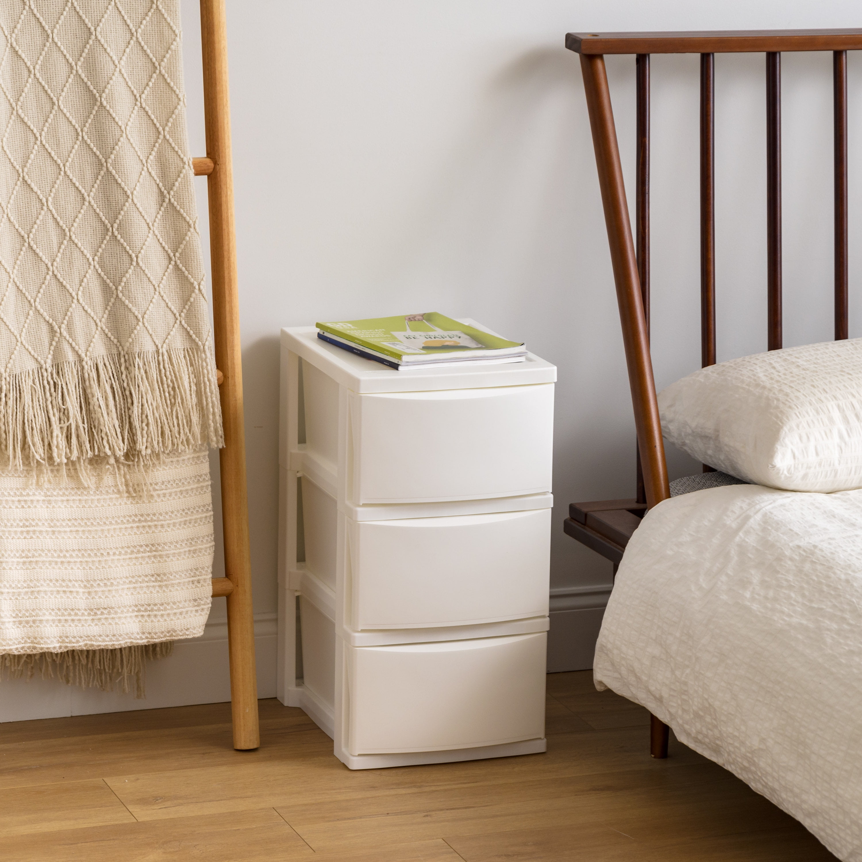 IRIS 3 Narrow Drawer Storage, Organizer Unit for Bedroom, Living Room, White, Set of 2