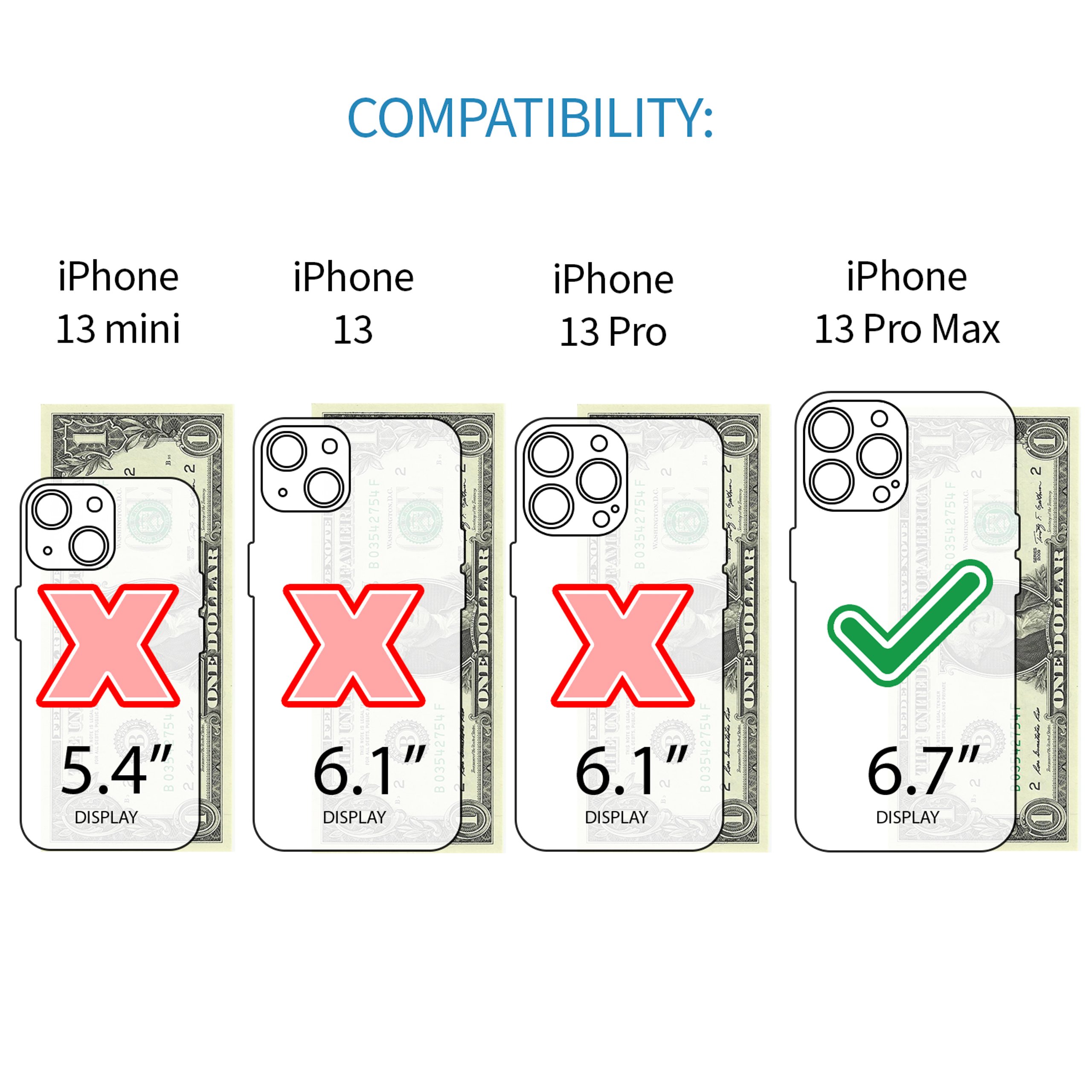 Dockem iPhone 13 Pro Max Exec M2 Wallet Case; Built-in Metal Plate, 2 Card Slots, Premium Synthetic Leather, Navy Blue