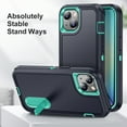 thumbnail image 4 of Allytech Rugged Case Compatible with iPhone 15 with Hidden Kickstand, [Military Grade Drop Protection] Soft TPU Hard PC Bumper Non-Slip Shockproof Full Protective Case, Blue+Mint, 4 of 8