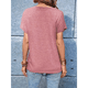 thumbnail image 5 of Tops Henley de Corta para Mujer, Cuello en V, Elegantes, Informales, de Corte Holgado, Rosa, XL, 5 of 6