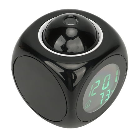M Buder Projection Clock LED Digital Display Alarm Clock Mini Voice Timing Digital Projector Tabletop Clock with USB Cable for Bedroom, Office and Travel - Black Color