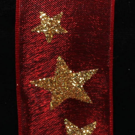 The Ribbon People Red and Gold Star Wired Craft Ribbon 1.5" x 27 Yards