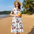 thumbnail image 4 of Lsque Koi Fish Print Women's Casual Dress T-Shirt Summer Short Sleeve Scoop Neck Swing Dresses, 4 of 6