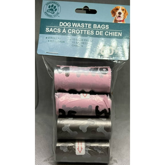 1 set Dog Waste Bag 60 Pcs Pink and Grey