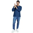 thumbnail image 2 of Atasi Long Sleeve Kurta For Men Solid Slub Cotton Round Neck Ethnic Shirt-7429, 2 of 7