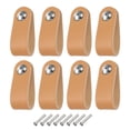 thumbnail image 1 of Uxcell 8 Packs Tiradores de Cajón de Cuero con Tornillos para Cajones, Beige/Plata, 1 of 5
