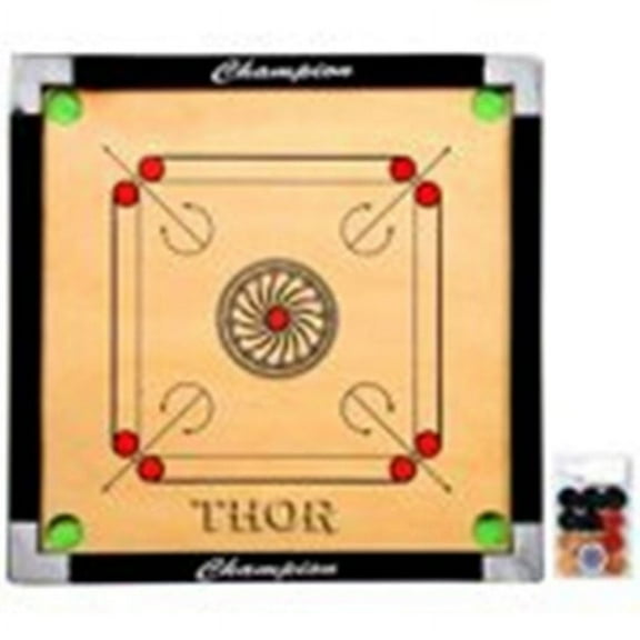 Classic Carrom Board Game Of Tournament Ply Wood 27 X 27 Inches Free Coin Set Powder & Sticker by THOR INSTRUMENTS