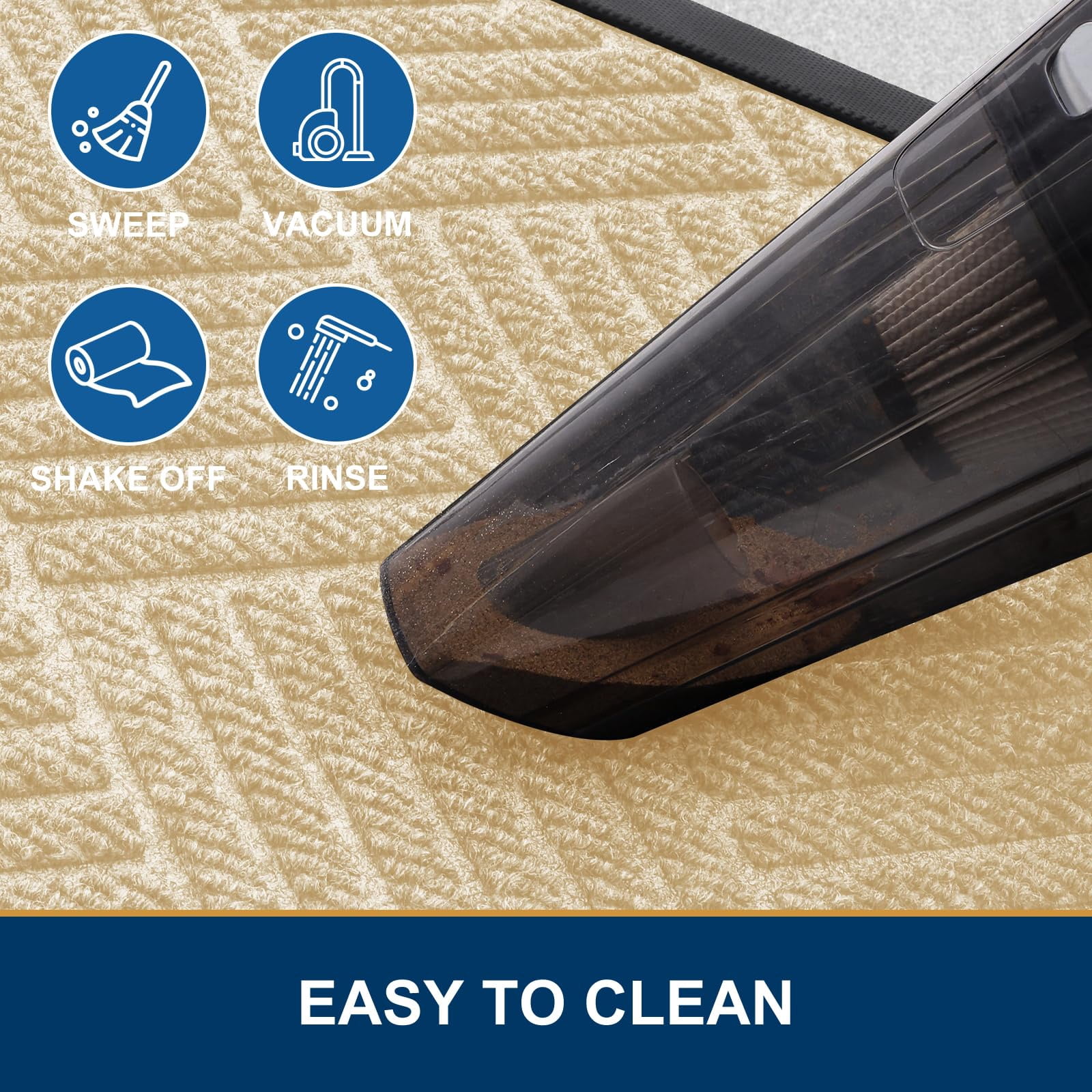 Smiry Front Door Mats For Inside, Low Profile Heavy Duty Outdoor Doormats, Non Slip Dirt Trapper Entryway Mat, 35x23, Beige
