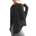 thumbnail image 4 of SHCKE Womens Open Back Long Sleeve Tops Comfort Stretch Yoga Tops Sport Workout Long Sleeve Shirts Quick Dry Athletic Tops Black, 4 of 6