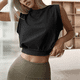 thumbnail image 4 of Camiseta Deportiva Corta para Mujer, , Sin Mangas, para Yoga, Correr, Gimnasio, Algodón, Color Negro, Talla XXL, 4 of 7