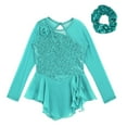 thumbnail image 4 of Yanarno Robe de Patinage Artistique à Sequins pour Filles, Robe de Danse Lyrique en Maille, Jupe de Gym, Vert Menthe 8, 4 of 7