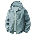 thumbnail image 2 of VBVC Men's UPF 50+ Lightweight Hooded Sun Protection Jacket with Zip Pockets,Windbreaker Hiking Travel Full-Zip Coat For Men,Light Blue,S-3XL, 2 of 6