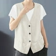 thumbnail image 2 of LISTHA Women's Summer Vest Vintage Cotton Linen Vest Loose Sleeveless Thin Vest Solid Color Waistcoat Jacket Beige 2XL, 2 of 5