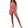 thumbnail image 2 of INSPIRAR CHIC Conjuntos de Bikini de Tejido Waffle para Mujeres de 2 Piezas con Top de Doble Atado y Parte Inferior Triangular con Cuerda de Cintura de Concha Trajes de Baño Grande Rosa Fluorescente, 2 of 5