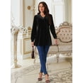 thumbnail image 5 of DARING DIVA Women's Velvet V Neck Long Sleeves Casual  Blouses L Black, 5 of 8