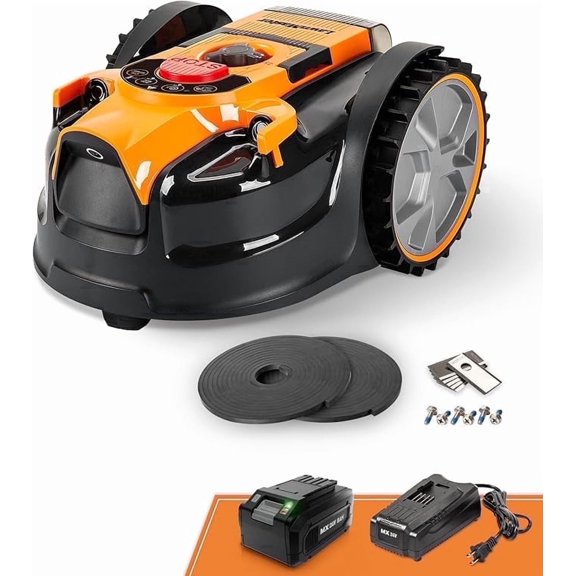 Newly Upgraded LawnMaster OcuMow™ VBRM601YCM MAX Perimeter Wire Free Robot Lawn Mower Cuts Small Lawns 2000-3500 Square Feet with Optical Navigation, Obstacle Avoidance, Low Noise and No Go Function