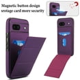 thumbnail image 3 of Compatible with Google Pixel 8a Case, with PU Leather Credit Card Holder Magnetic Back Stand Rugged Slot Mobile Flip Purse Phone Cover for Google Pixel 8a Women Men - Darkpurple, 3 of 7