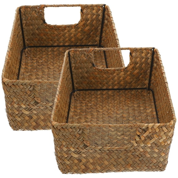 HOMEMAXS  2 Pcs Outdoor Wicker Nordic Hand-woven Seaweed Storage Basket