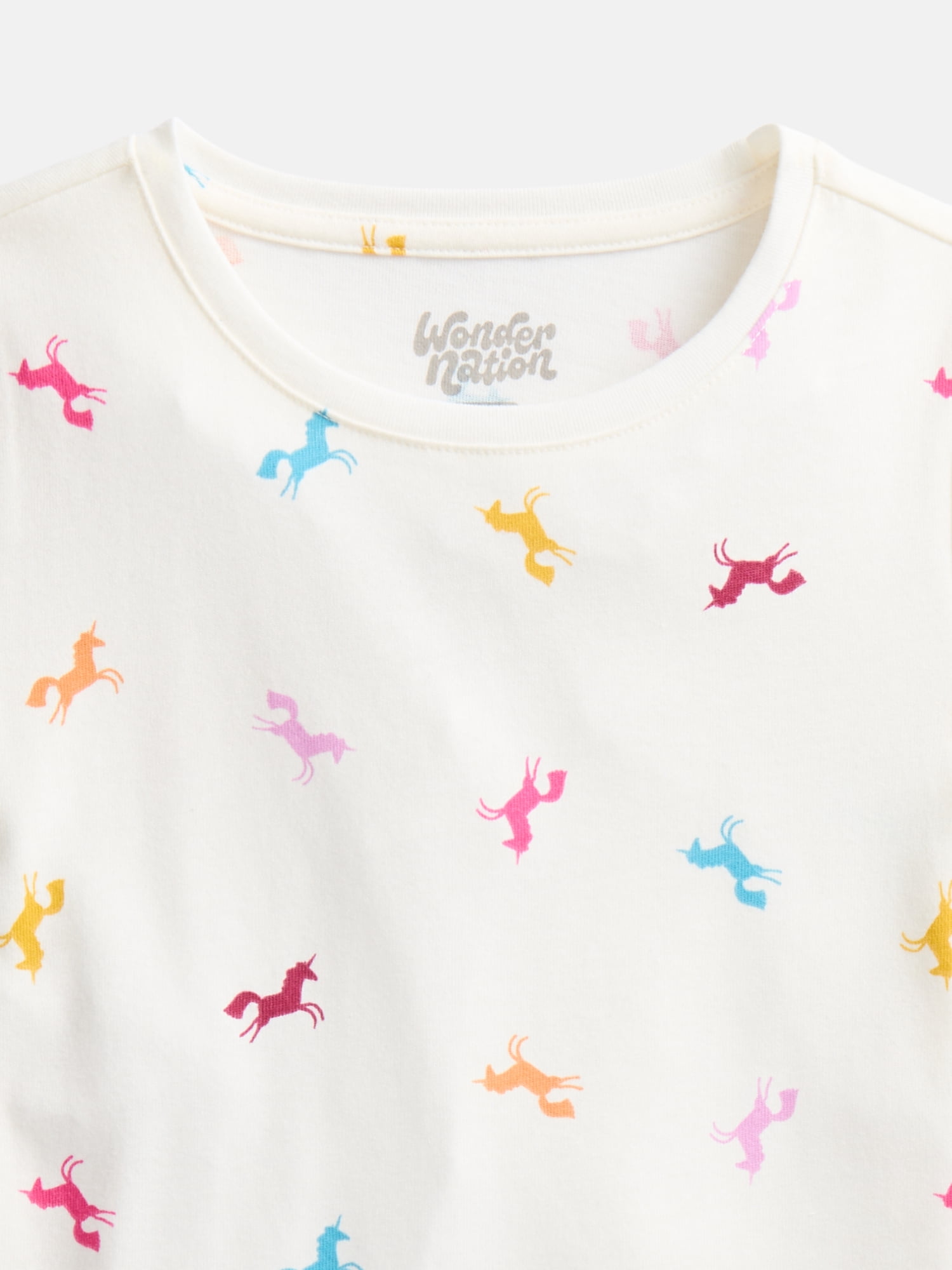 Wonder Nation Girls Kid Tough Tee with Short Sleeves, Sizes 4-18 & Plus
