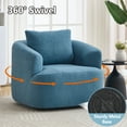 thumbnail image 2 of Swivel Accent Chair,360° Round Upholstered Armchair with One Soft Pillow,Teddy Fleece High-Resilience Sponge Single Sofa for Living Room, Bedroom, Apartment,No Assembly,Blue, 2 of 12