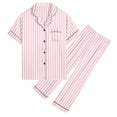 thumbnail image 2 of DAKIMOE Silk Satin Pajamas Set for Women Two-Piece Short Sleeve Shirt with Long Pajama Pant Set Soft Button Down Loungewear Nightwear Pjs Sleepwear for Women, 2 of 10