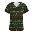 thumbnail image 4 of Holiday Gifts! Titcea Christmas Scrub Tops Women Xmas Printed Short Sleeved V Neck Scrub Tops with Pockets Lightweight Stretchy Cute Working Uniform, 4 of 5