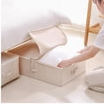 thumbnail image 3 of Caja de almacenamiento ultra grande debajo de la cama con tapa - Caja de almacenamiento de zapatos debajo de la cama para ropa y zapatos, diseño plegable con 6 asas, color beige, 3 of 5